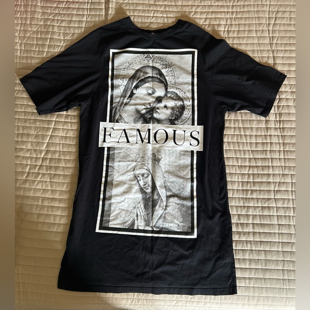 Topfeeling Ladies Black Graphic T-Shirt with Religious Print